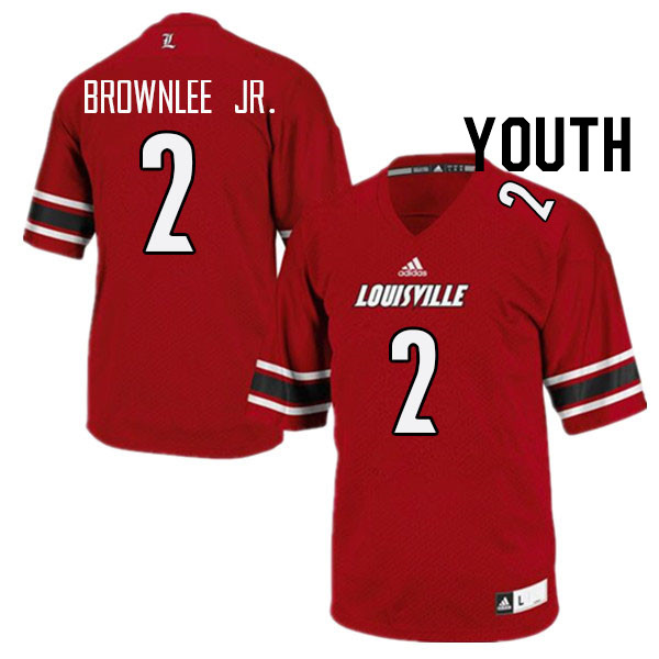 Youth #2 Jarvis Brownlee Jr. Louisville Cardinals College Football Jerseys Stitched Sale-Red - Click Image to Close